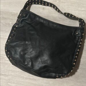 Stud-Trim Black Shoulder Bag